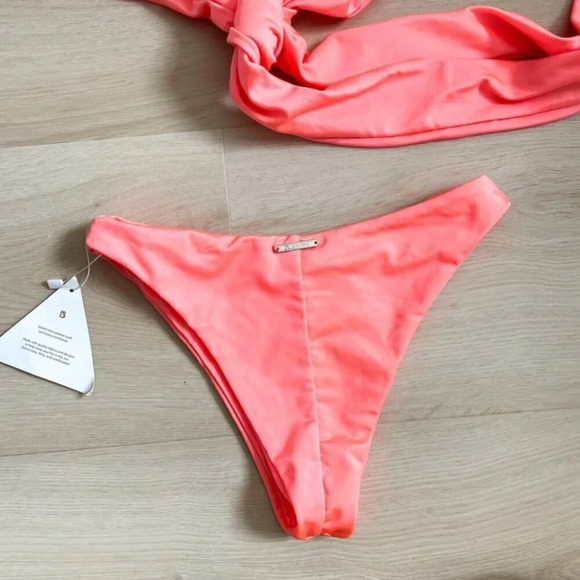 Buff Bunny Swim Bikini Set Wrap Top Cheeky Bottoms NWT Coral Pink Size Small - Picture 9 of 11